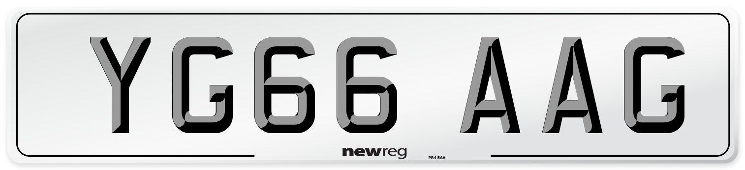 YG66 AAG Number Plate from New Reg